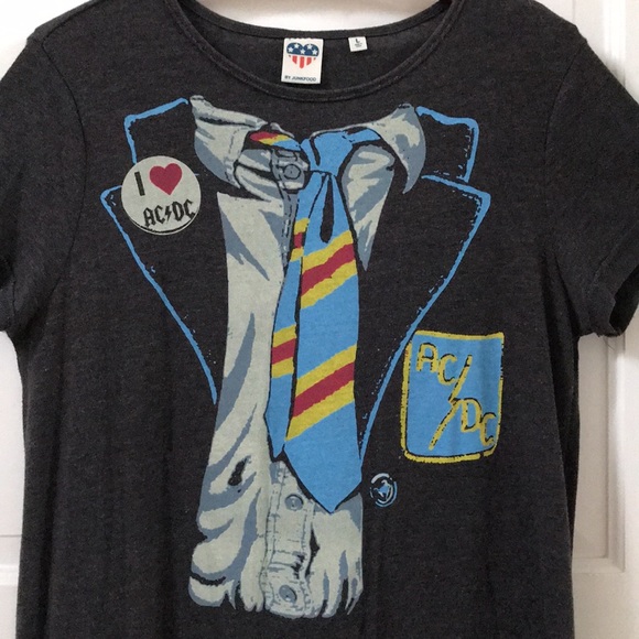 Junk Food sz Large AC DC sz Large tee dress Grey with shirt Neck tie Graphic tee - Picture 2 of 4